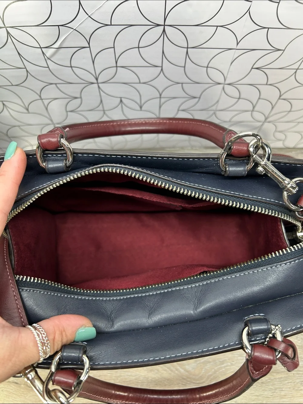 Coach purple and Burgundy Leather Satchel